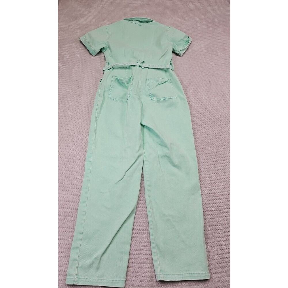 The Pants Store Jumpsuit Womens Small Mint Green Denim Short Sleeve Jumper - Picture 8 of 9